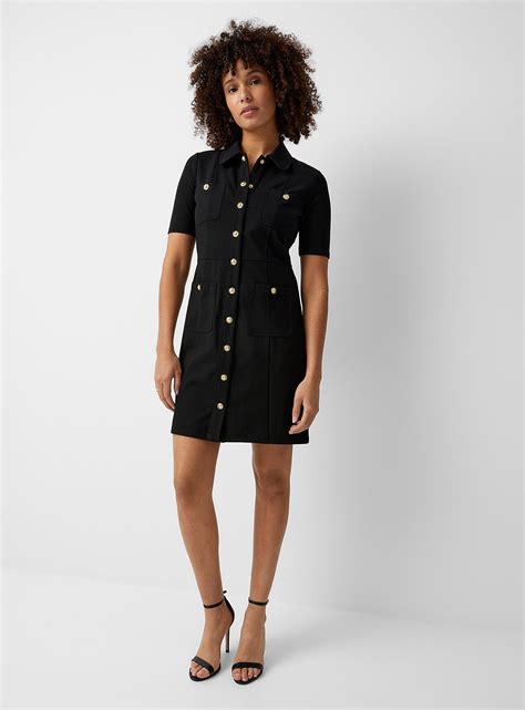 michael kors petite high low dress|Michael Kors golden button dress.